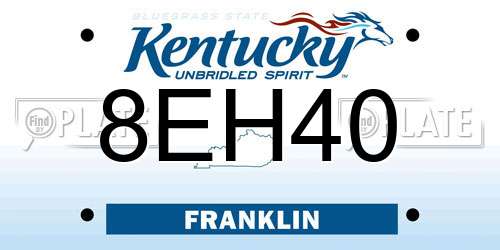 8EH40 Kentucky License Plate