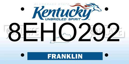 8EHO292 Kentucky License Plate