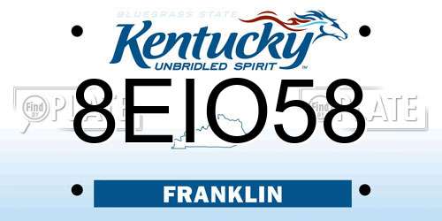 8EIO58 Kentucky License Plate