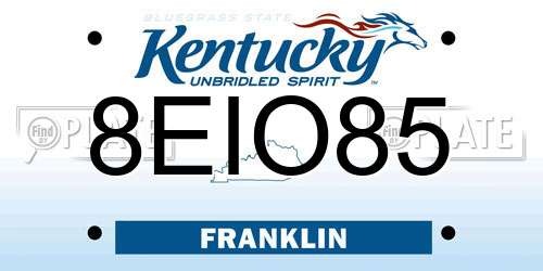 8EIO85 Kentucky License Plate