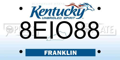 8EIO88 Kentucky License Plate