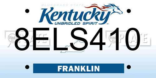 8ELS410 Kentucky License Plate
