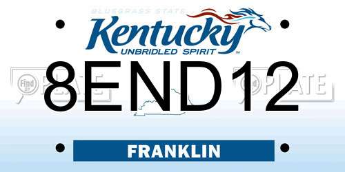 8END12 Kentucky License Plate