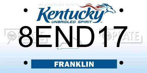 8END17 Kentucky License Plate