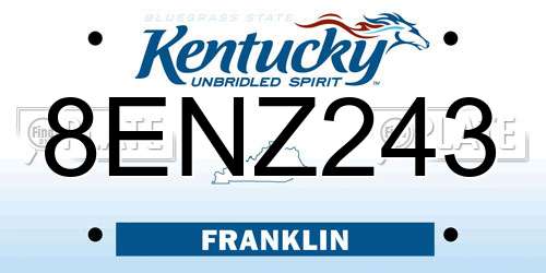 8ENZ243 Kentucky License Plate
