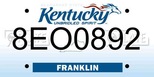 8EO0892 Kentucky License Plate