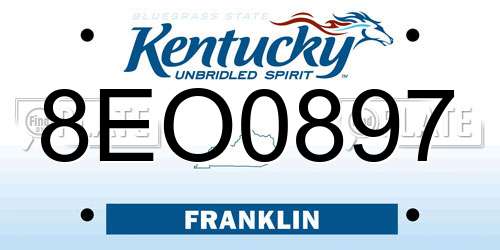 8EO0897 Kentucky License Plate