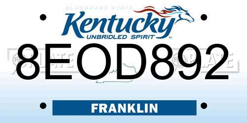8EOD892 Kentucky License Plate