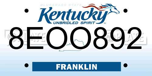 8EOO892 Kentucky License Plate