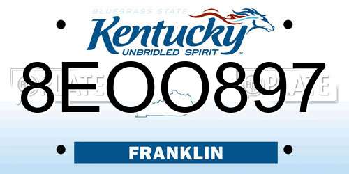 8EOO897 Kentucky License Plate