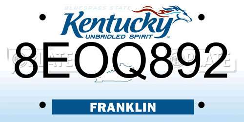 8EOQ892 Kentucky License Plate