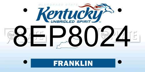 8EP8024 Kentucky License Plate
