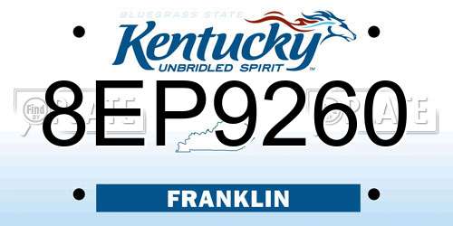 8EP9260 Kentucky License Plate