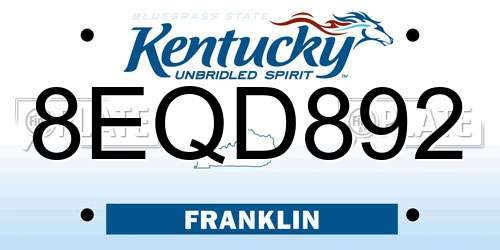 8EQD892 Kentucky License Plate