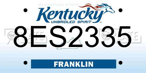 8ES2335 Kentucky License Plate