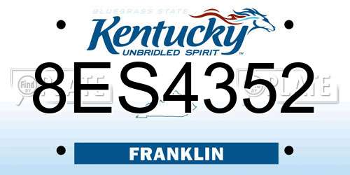 8ES4352 Kentucky License Plate