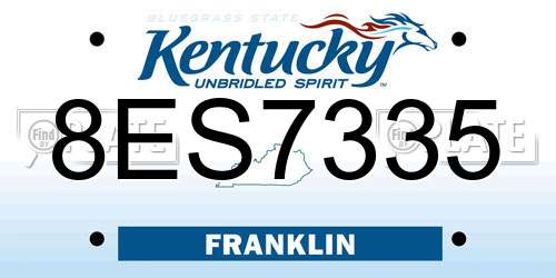 8ES7335 Kentucky License Plate