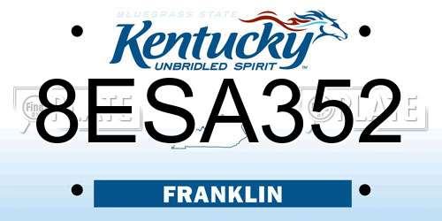 8ESA352 Kentucky License Plate