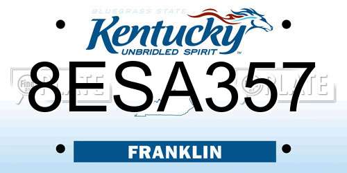 8ESA357 Kentucky License Plate