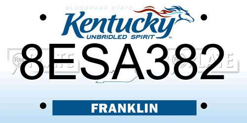 8ESA382 Kentucky License Plate