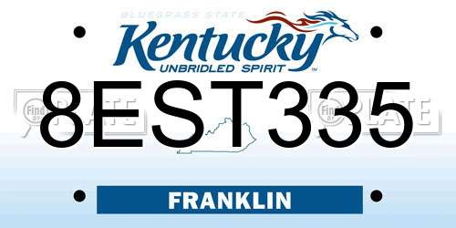 8EST335 Kentucky License Plate