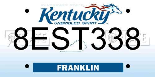 8EST338 Kentucky License Plate