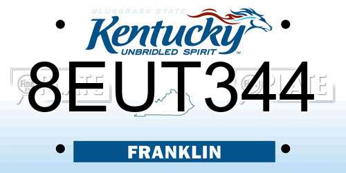 8EUT344 Kentucky License Plate