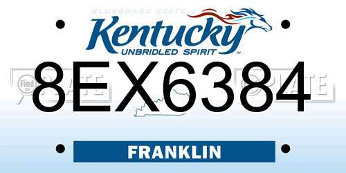 8EX6384 Kentucky License Plate