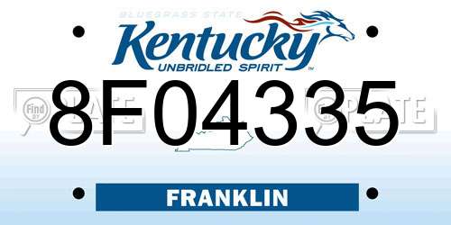 8F04335 Kentucky License Plate