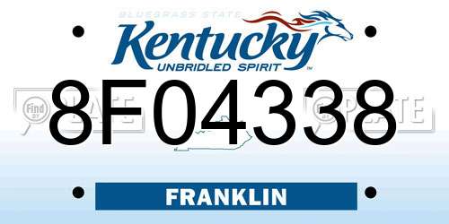 8F04338 Kentucky License Plate
