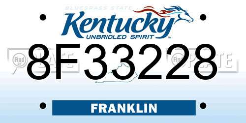 8F33228 Kentucky License Plate