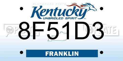 8F51D3 Kentucky License Plate