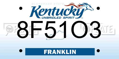 8F51O3 Kentucky License Plate