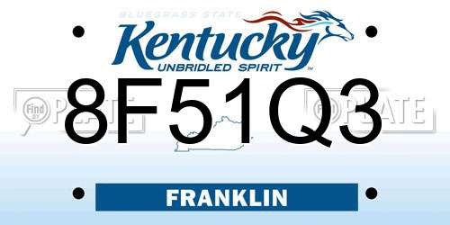 8F51Q3 Kentucky License Plate