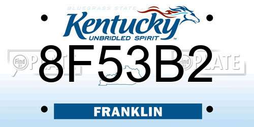 8F53B2 Kentucky License Plate