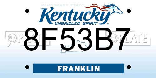 8F53B7 Kentucky License Plate