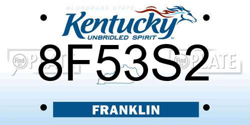 8F53S2 Kentucky License Plate