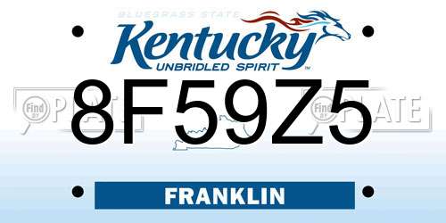 8F59Z5 Kentucky License Plate