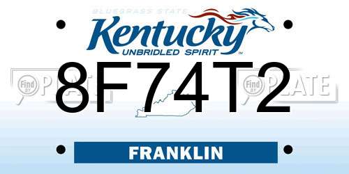 8F74T2 Kentucky License Plate