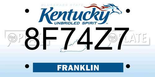 8F74Z7 Kentucky License Plate