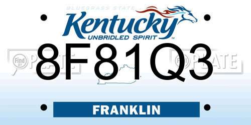 8F81Q3 Kentucky License Plate