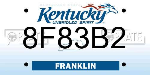 8F83B2 Kentucky License Plate