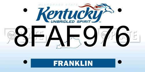 8FAF976 Kentucky License Plate
