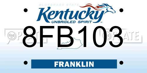 8FB103 Kentucky License Plate
