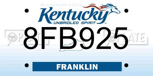 8FB925 Kentucky License Plate