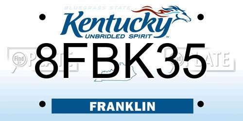 8FBK35 Kentucky License Plate