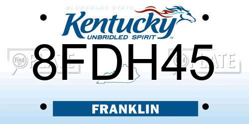 8FDH45 Kentucky License Plate