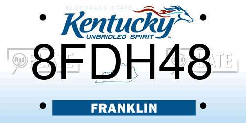 8FDH48 Kentucky License Plate