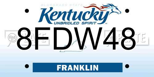 8FDW48 Kentucky License Plate