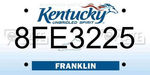 8FE3225 Kentucky License Plate